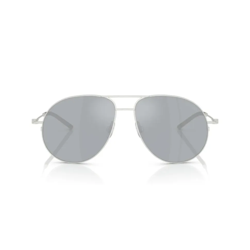 Lunettes de soleil argent mat avec flash gris