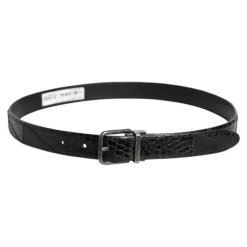 Magnifique ceinture à boucle logo en métal et cuir exotique