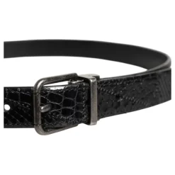 Magnifique ceinture à boucle logo en métal et cuir exotique