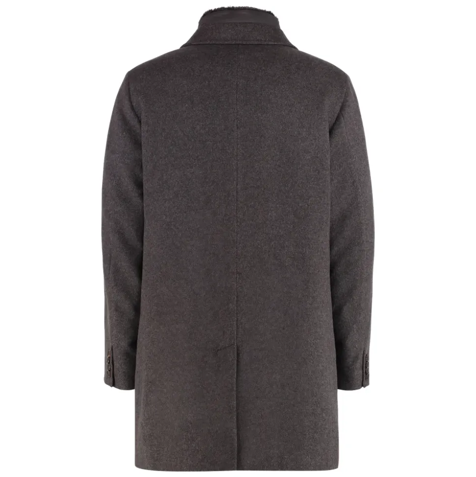 Manteau en cachemire avec col en fourrure amovible