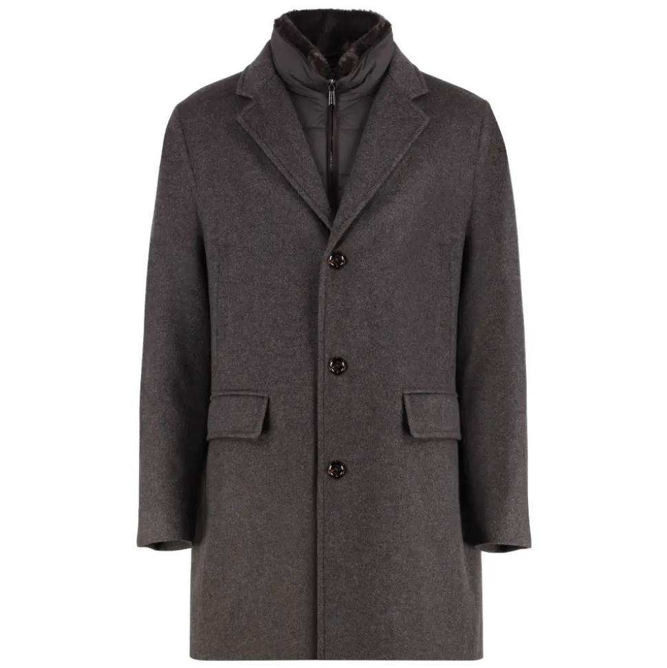 Manteau en cachemire avec col en fourrure amovible
