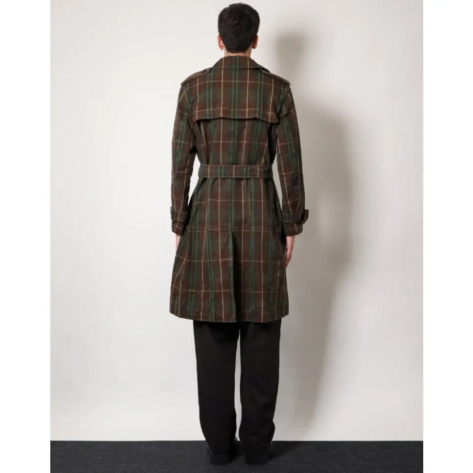 Manteau Marron à Double Boutonnage avec Ceinture