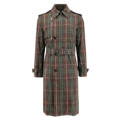 Manteau Marron à Double Boutonnage avec Ceinture