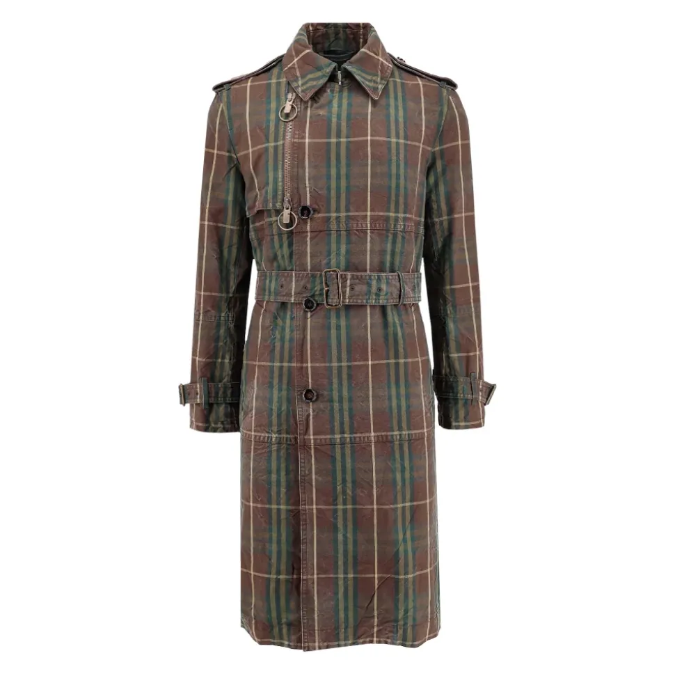 Manteau Marron à Double Boutonnage avec Ceinture