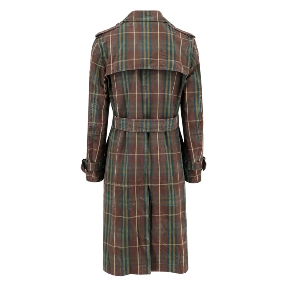 Manteau Marron à Double Boutonnage avec Ceinture