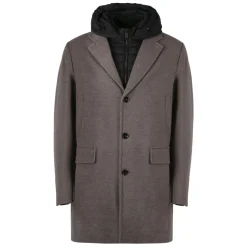 Manteau rembourré en laine avec capuche amovible