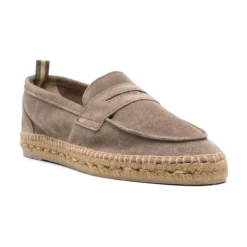 Mocassins plats gris avec semelle tressée