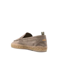Mocassins plats gris avec semelle tressée