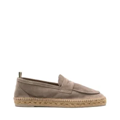 Mocassins plats gris avec semelle tressée