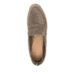 Mocassins plats gris avec semelle tressée
