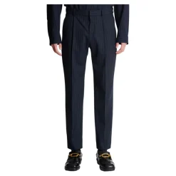 Pantalon droit en laine à rayures