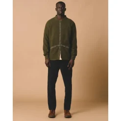 Pantalon en Velours Côtelé Bleu Marine Fuselé