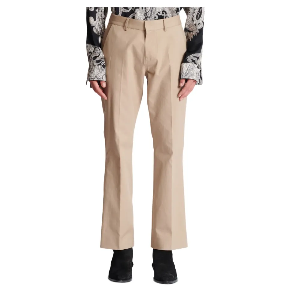 Pantalon Plissé en Gabardine de Coton