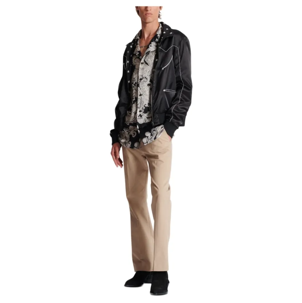 Pantalon Plissé en Gabardine de Coton