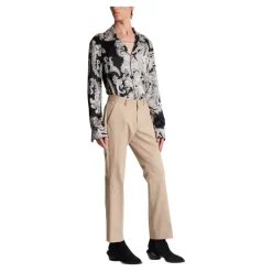 Pantalon Plissé en Gabardine de Coton