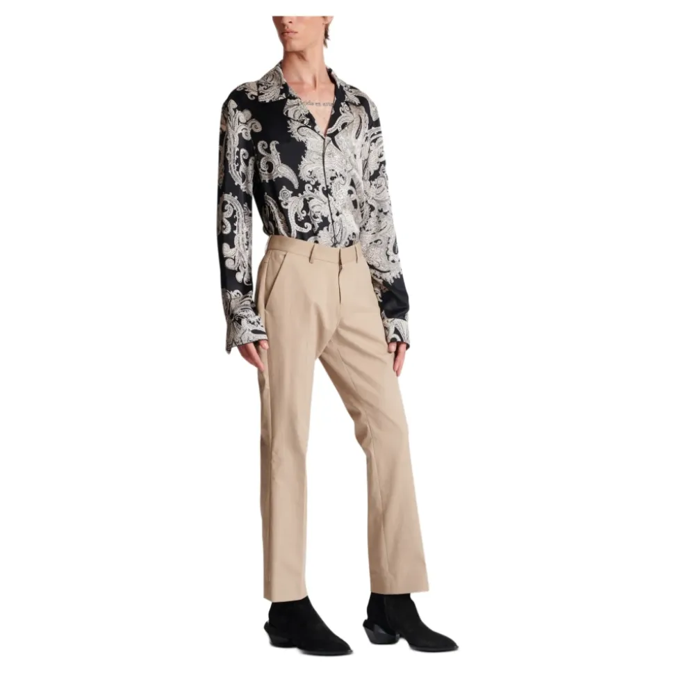 Pantalon Plissé en Gabardine de Coton
