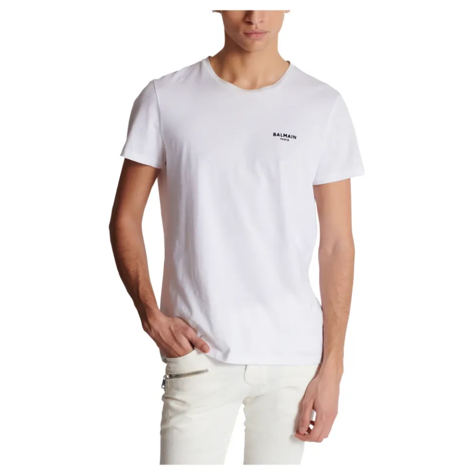Paris flocked short-sleeved T-shirt