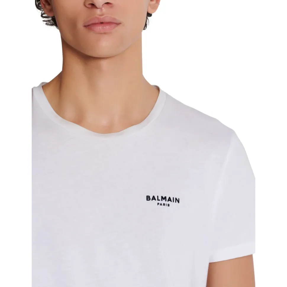 Paris flocked short-sleeved T-shirt