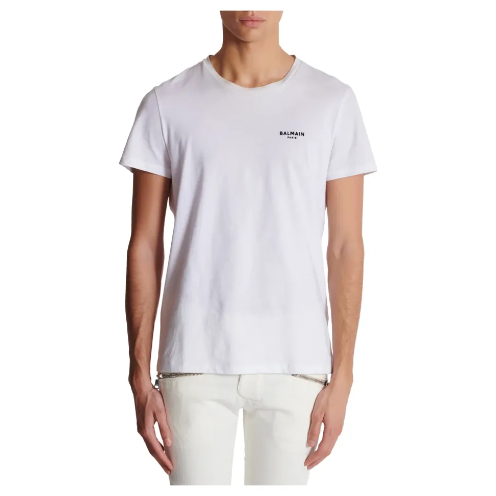 Paris flocked short-sleeved T-shirt