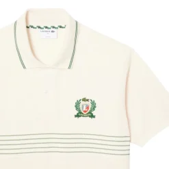 Polo Classique à Blason Brodé Blanc Cassé