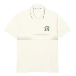 Polo Classique à Blason Brodé Blanc Cassé