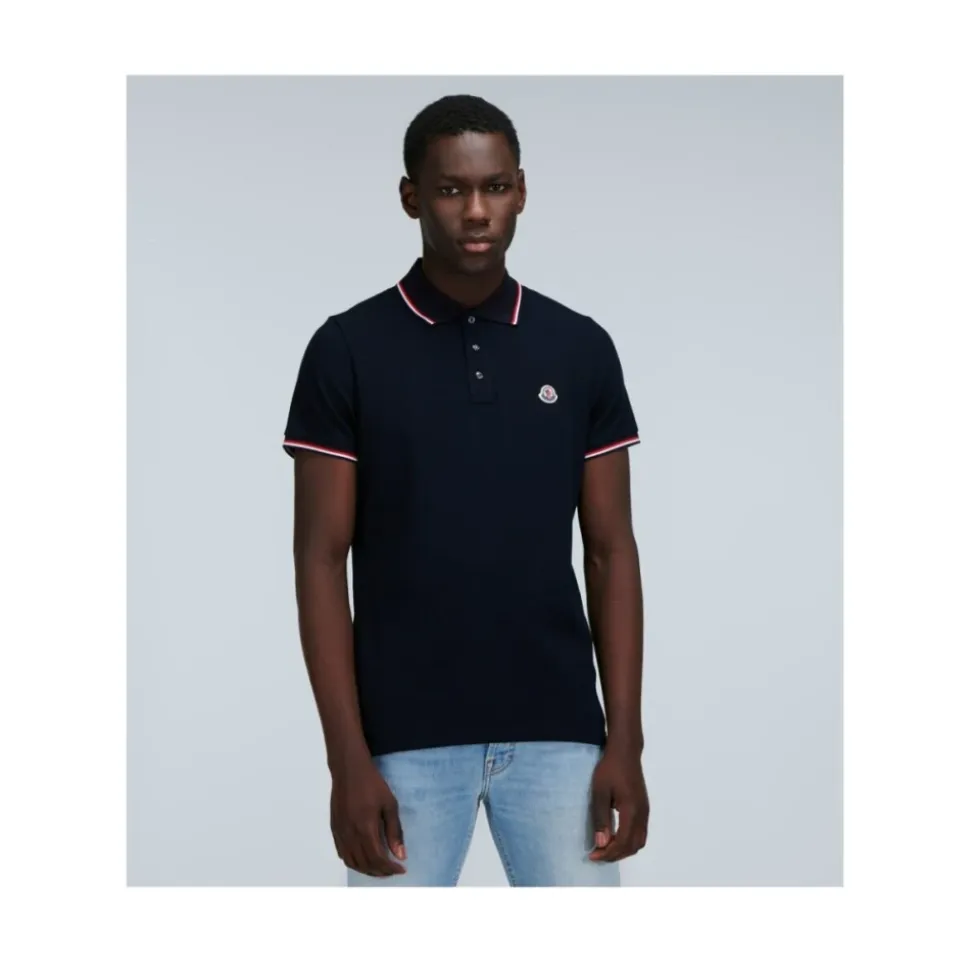 Polo en piqué avec bordure tricolore