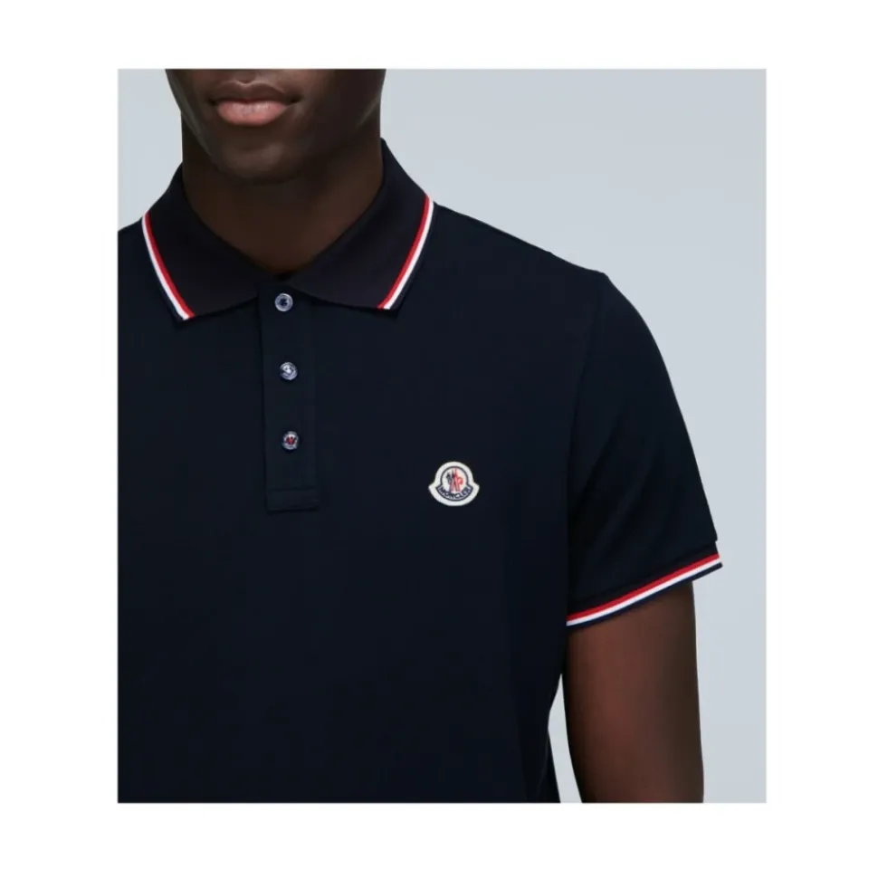 Polo en piqué avec bordure tricolore