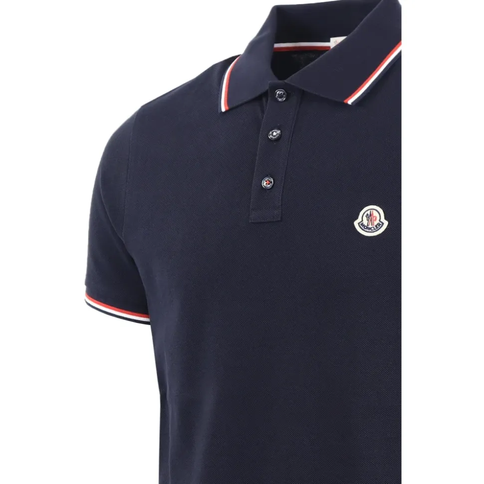 Polo en piqué avec bordure tricolore