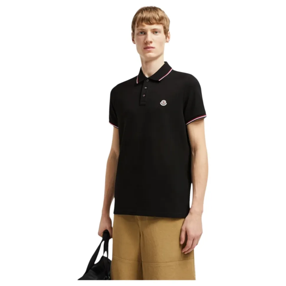 Polo à Tricolore en Noir