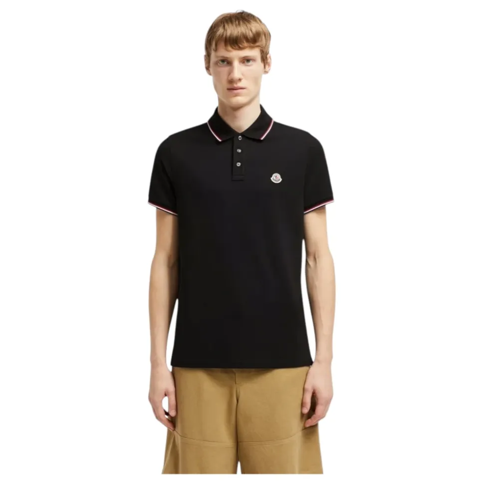 Polo à Tricolore en Noir
