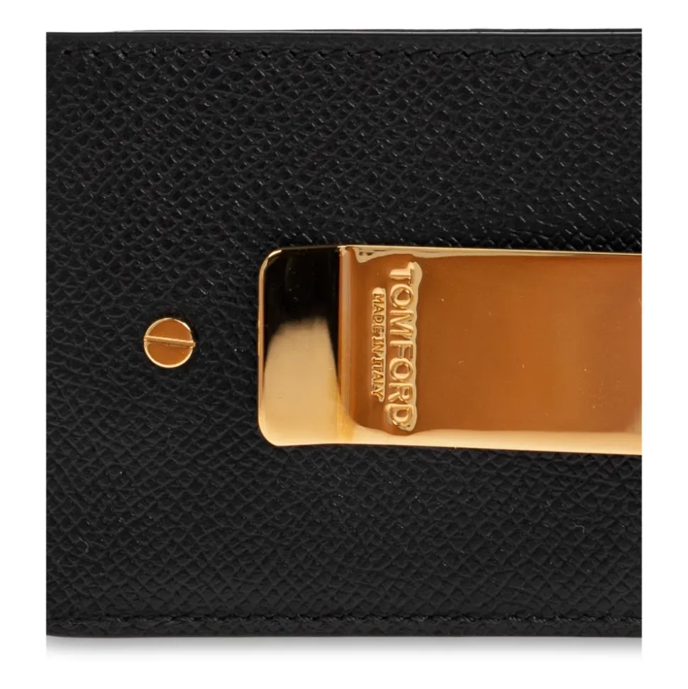 Porte-cartes avec pince à billets en cuir grainé