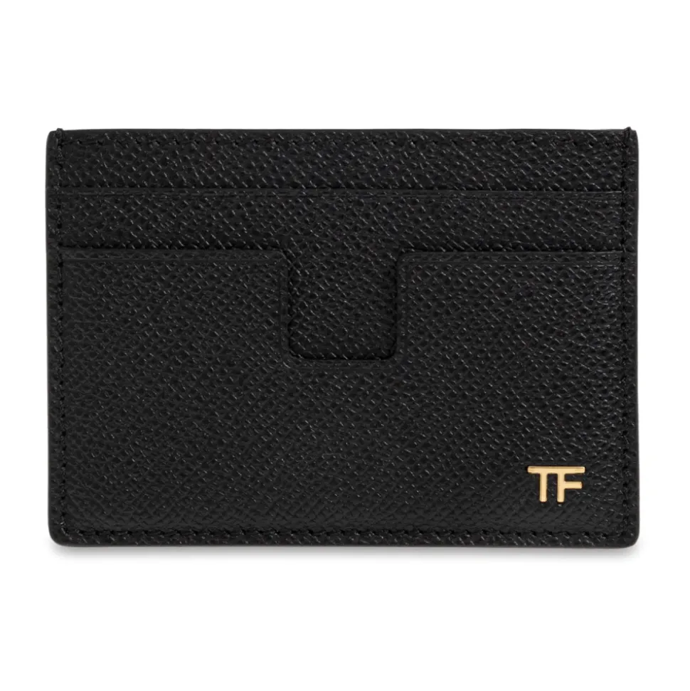 Porte-cartes avec pince à billets en cuir grainé