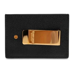 Porte-cartes avec pince à billets en cuir grainé
