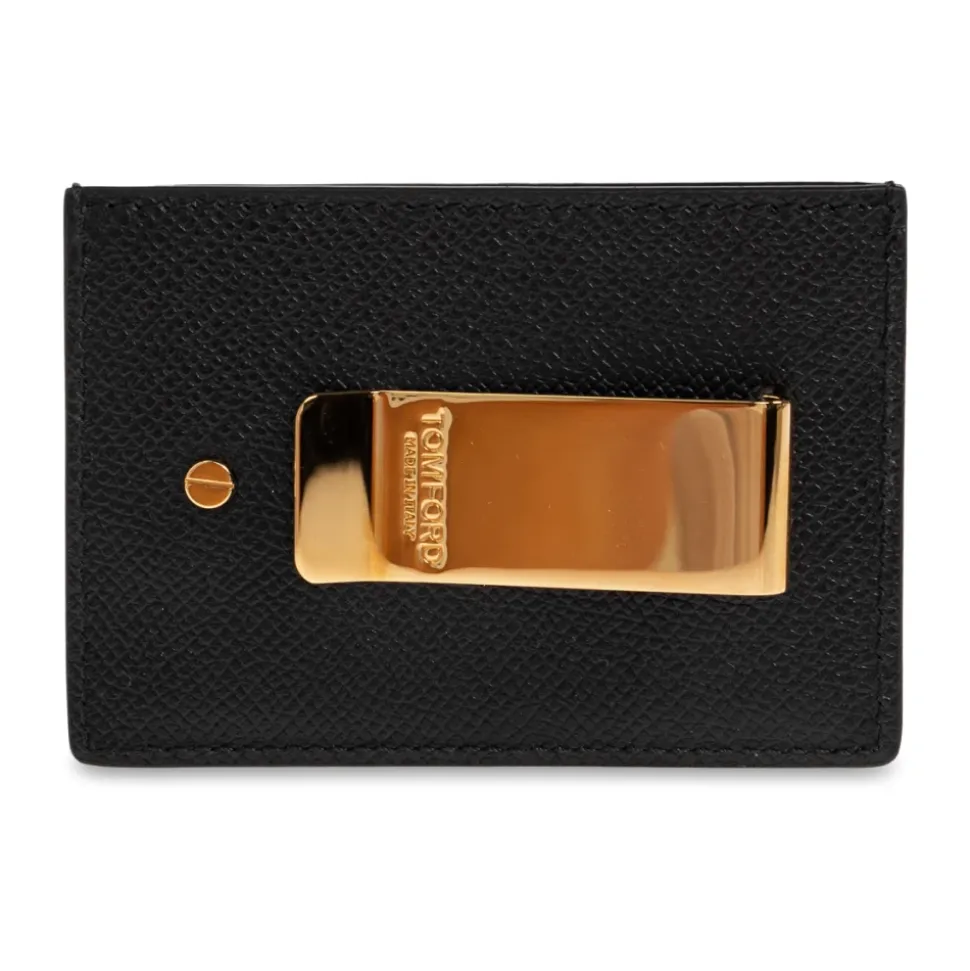 Porte-cartes avec pince à billets en cuir grainé