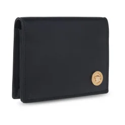 Portefeuille en Cuir Noir avec Appliqué Méduse