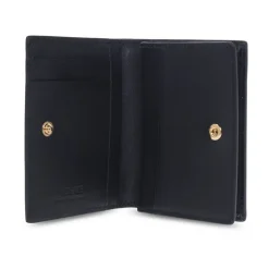 Portefeuille en Cuir Noir avec Appliqué Méduse
