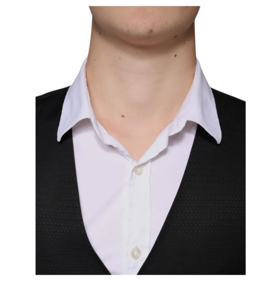 Robe de Gilet Formel en Laine Noire