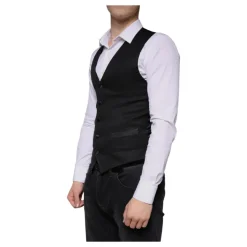 Robe de Gilet Formel en Laine Noire