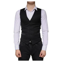 Robe de Gilet Formel en Laine Noire