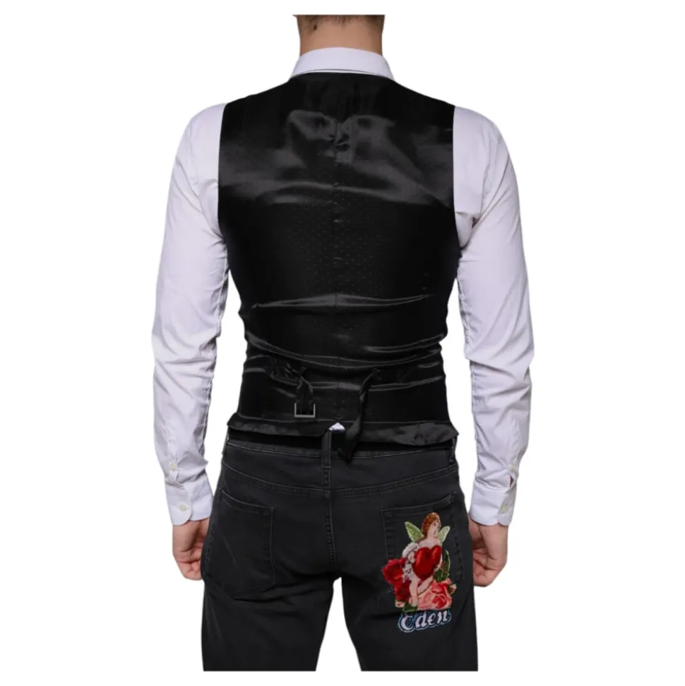 Robe de Gilet Formel en Laine Noire