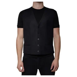 Robe Gilet en Laine Noire