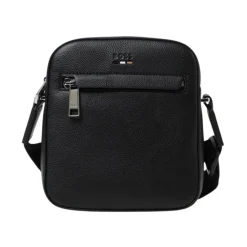 Sac bandoulière en cuir noir Boss
