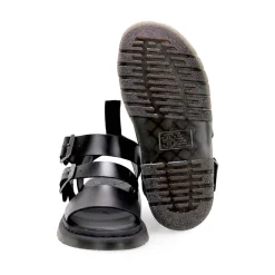 Sandalette en cuir ciré noir avec lanières
