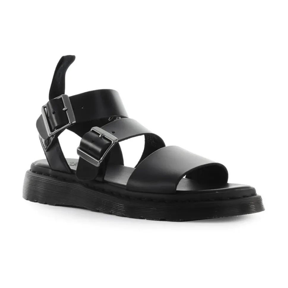 Sandalette en cuir ciré noir avec lanières