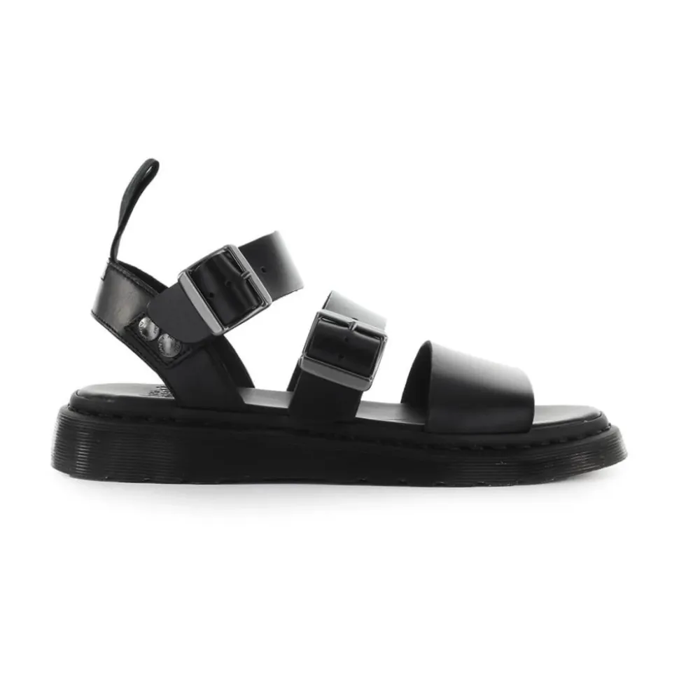 Sandalette en cuir ciré noir avec lanières