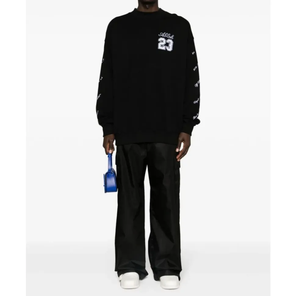 Sweatshirt Logo Skate Noir/Blanc Coton Italie