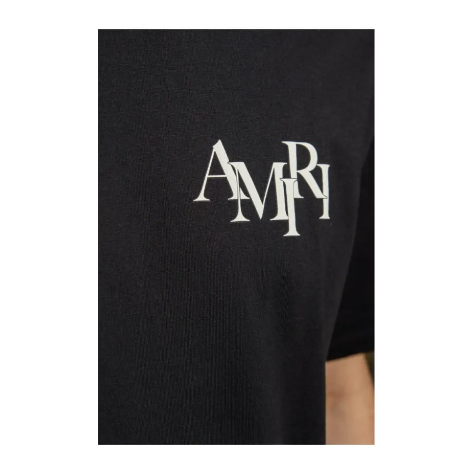 Tee-shirt à logo échelonné noir