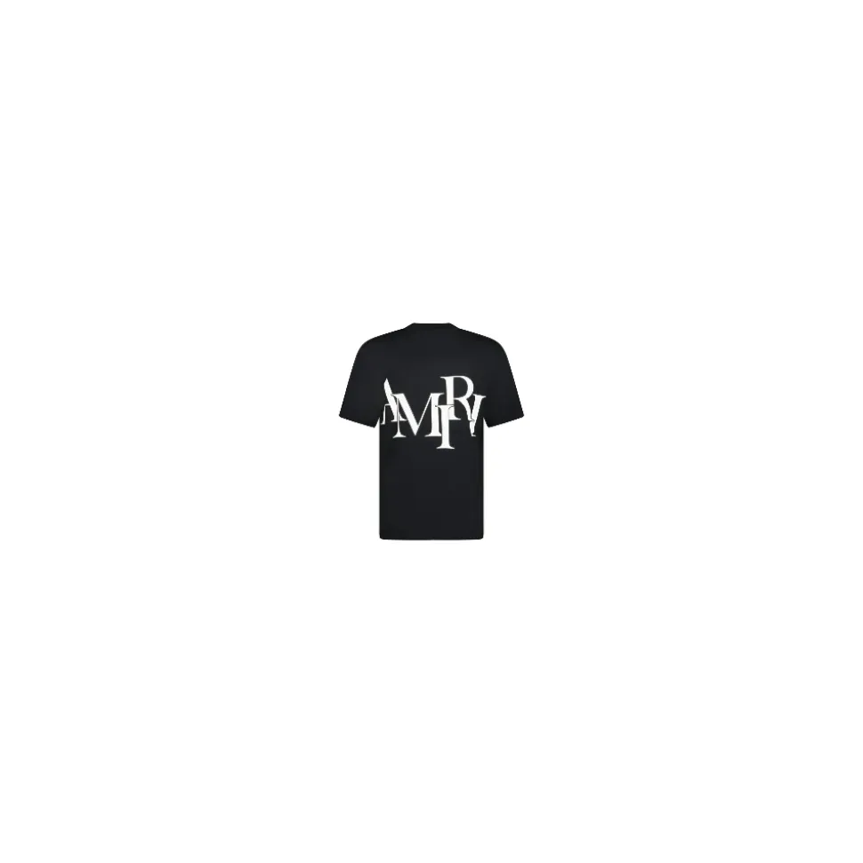 Tee-shirt à logo échelonné noir