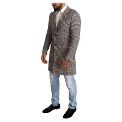Trench-coat à carreaux gris avec poches