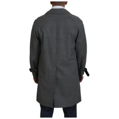 Trenchcoat Gris à Carreaux, Style Élégant